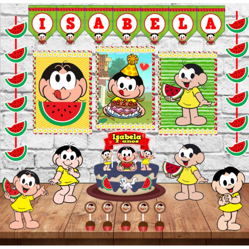 Kit Só Um Bolinho Decoração Festa em Casa Tema Magali em Oferta na Shopee