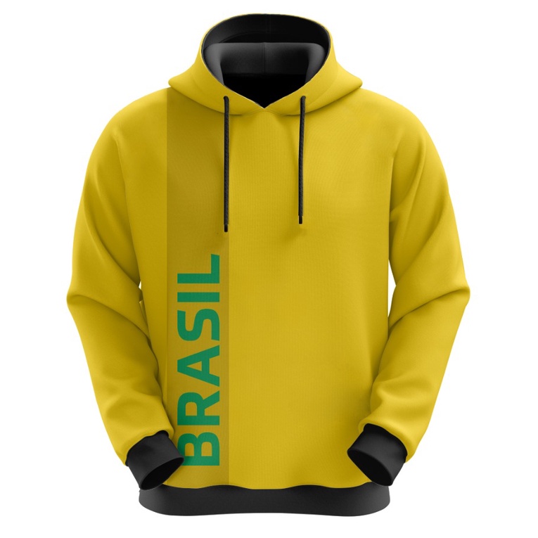 Blusa De Frio Moletom Sublimado Amarelo Brasil Pronta Entrega