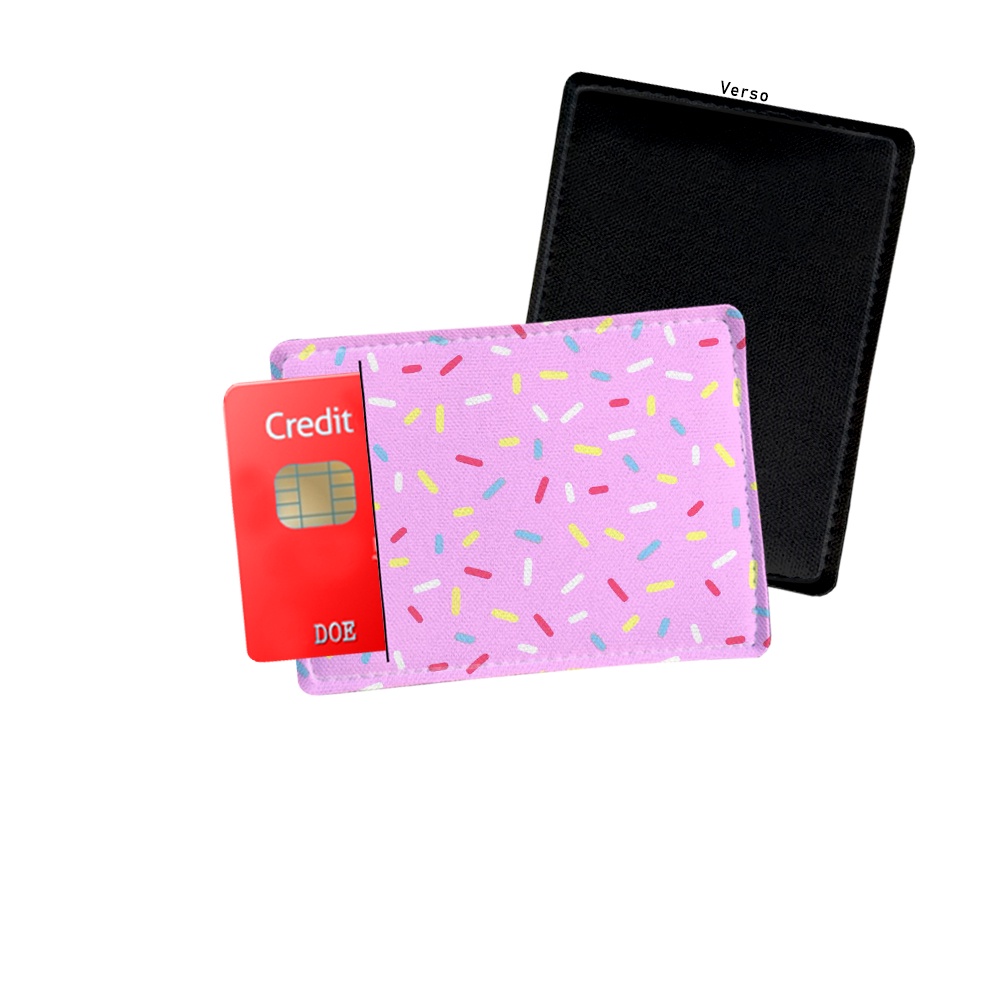 Porta Cartão de Credito Granulado Colorido Rosa