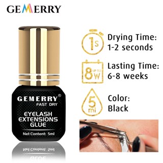 GEMERRY 5/10ML Cola Para Pestanas Extensão De Secagem Rápida Preta Retenção 3-6 Meses Longa Duração
