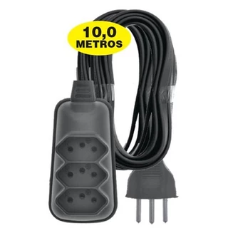 EXTENSAO BABY TRIPLA 2P+P 10 MTS PRETO