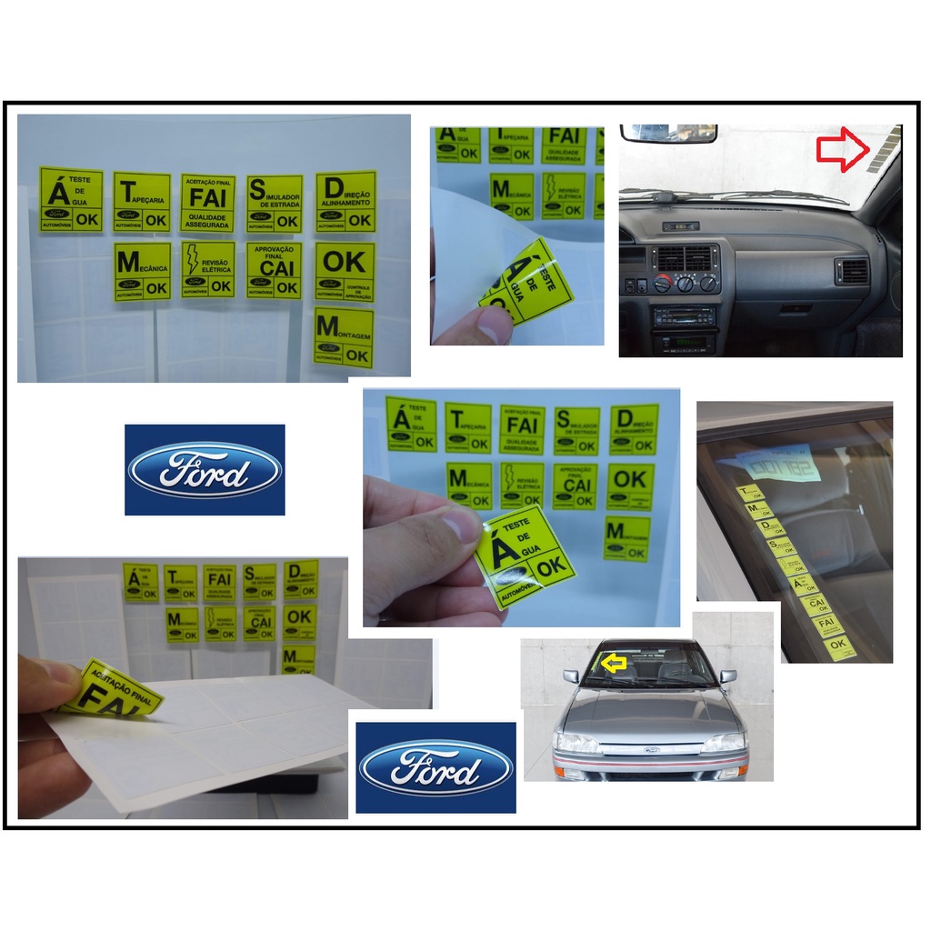 Adesivos Controle De Qualidade Ford - Selos Amarelos / Linha antiga FORD. Controle Inspeção De Entrega em Oferta na Shopee