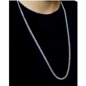 Corrente Cordão Banhado Prata 925 Masculina 60Cm 4mm em Oferta na Shopee