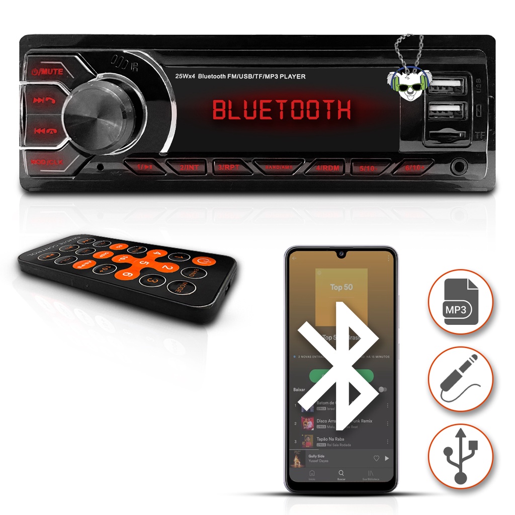Kit 20 Rádios Mp3 Universal Player Usb Sd Bt Pen Drive Som Automotivo