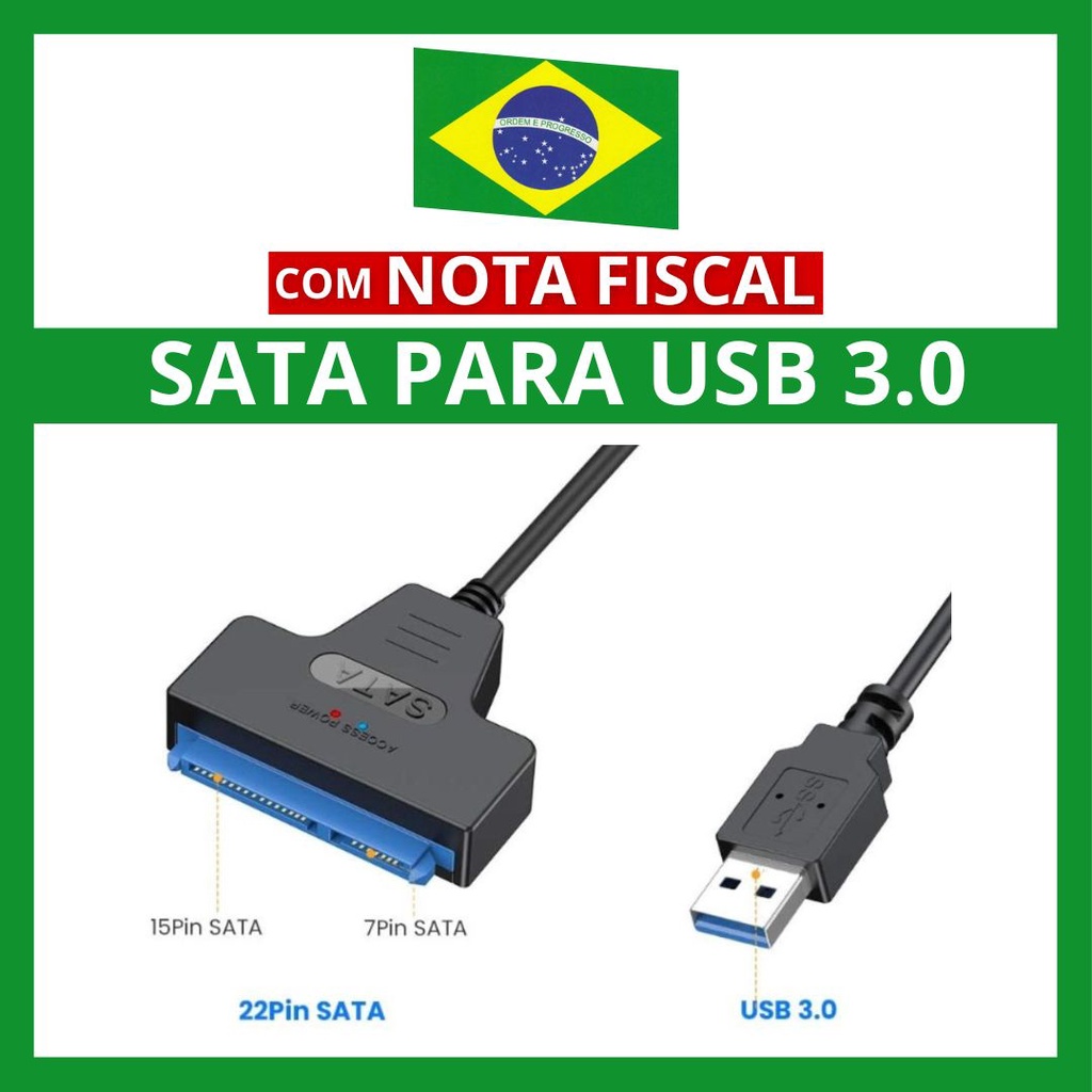 Adaptador Sata Para Usb 3.0 Cabo Veloz Ssd Hd Externo Notebook Cabo Sata USB - Envio imediato