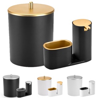 Kit Lixeira 5 Litros E Dispenser Detergente Liquido Multiuso Pia Banheiro Arthi Diversas Cores