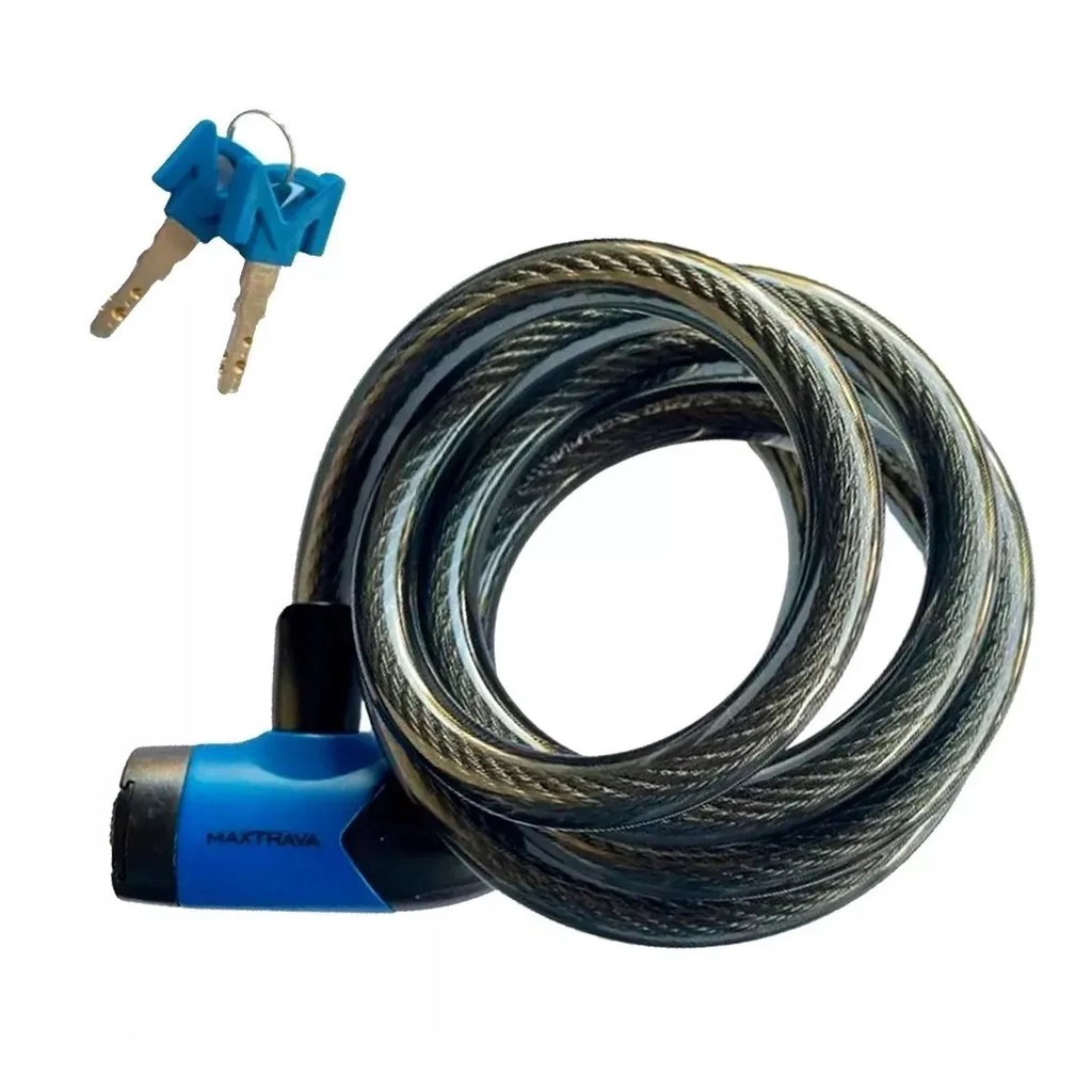 Cadeado bicicleta bike moto Maxtrava 12 mm x 1500 mm com chave