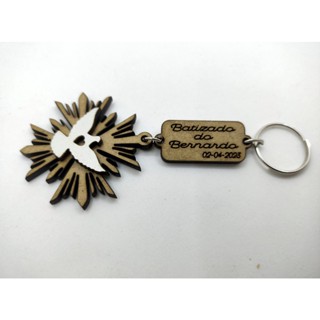 Kit Chaveiros Batizado Espírito Santo Personalizado MDF 3mm
