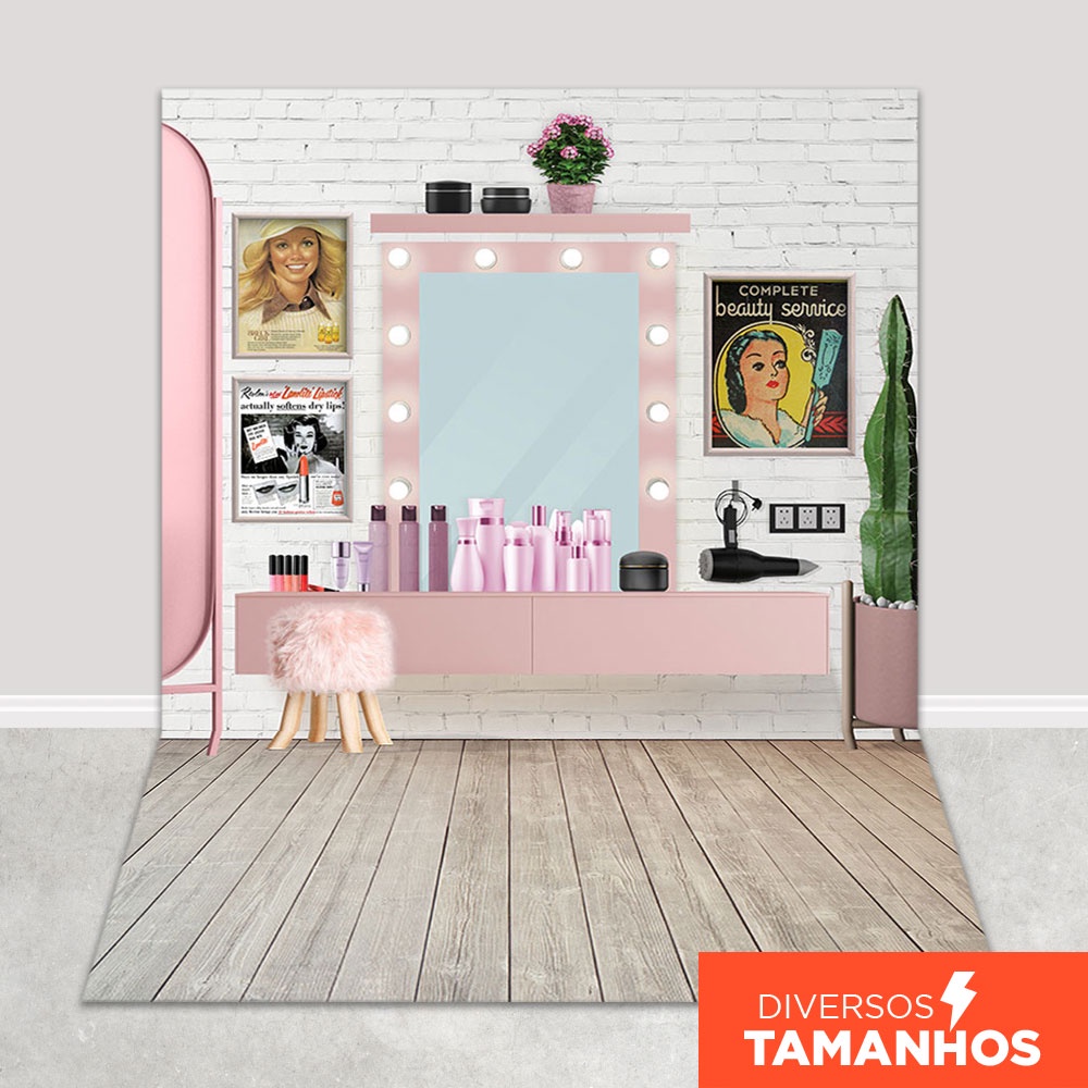 Fundo Fotográfico Salão de Beleza Cenário Painel Em Tecido Sublimado - FFC-590 em Oferta na Shopee
