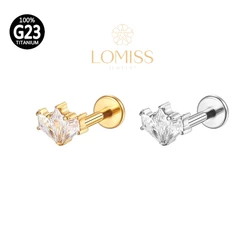 Piercing Helix Conch Labret Titânio PVD Losangos 3 Pedras Zircônia《Lomiss piercing》