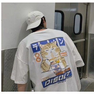 Camiseta Básica Algodão Unissex Moda Japonesa Style Oferta Gato De Desenho Animado