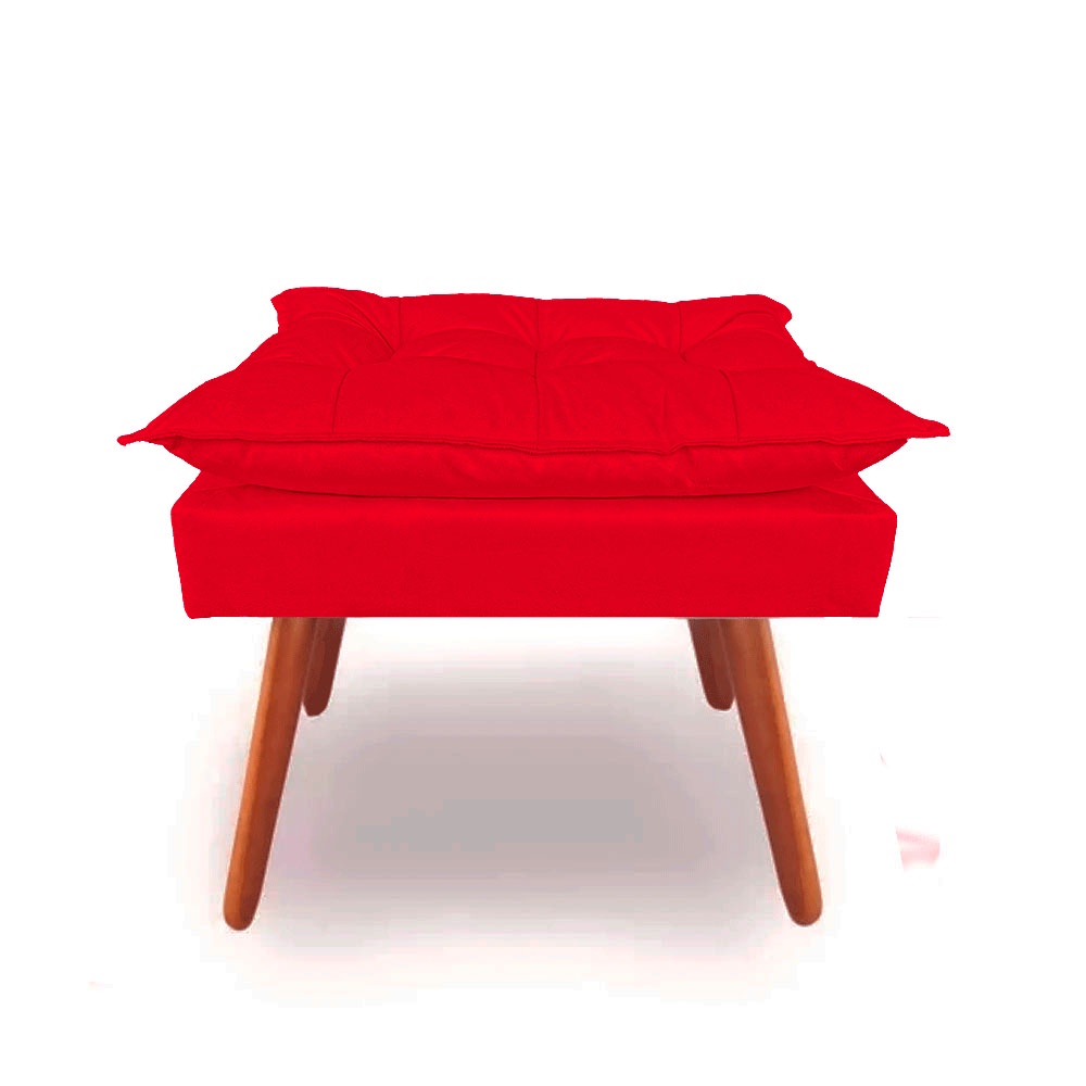 Puf Puff Opala Decorativo Suede Vermelho Pé Palito
