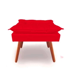 Puf Puff Opala Decorativo Suede Vermelho Pé Palito