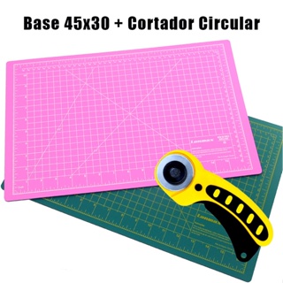 Base Corte 45x30 Verde ou Rosa + Cortador Circular 45MM Lanmax em Oferta na Shopee