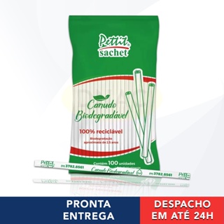 100 Canudos Biodegradável De Plástico Liso Transparente Embalado Reciclável Para Drinks Petit Sachet em Oferta na Shopee