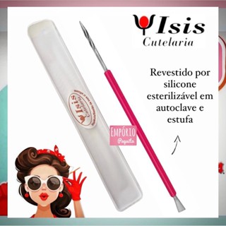 bastao misto Espátula E Palito Isis Cutelaria Aço Inox Bastão Misto silicone rosa manicure unha podologia