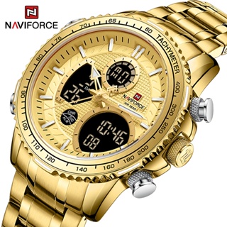 NAVIFORCE 9182 Fashion Man Gold Watches Luxury Casual Analog Digital Quartz Pulseira De Aço Inoxidável Para Homens em Oferta na Shopee