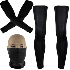 Kit ciclismo 1 par de manguitos+1 bandana+1 par de pernitos proteção UV50+ motoqueiro ciclista militar paintball