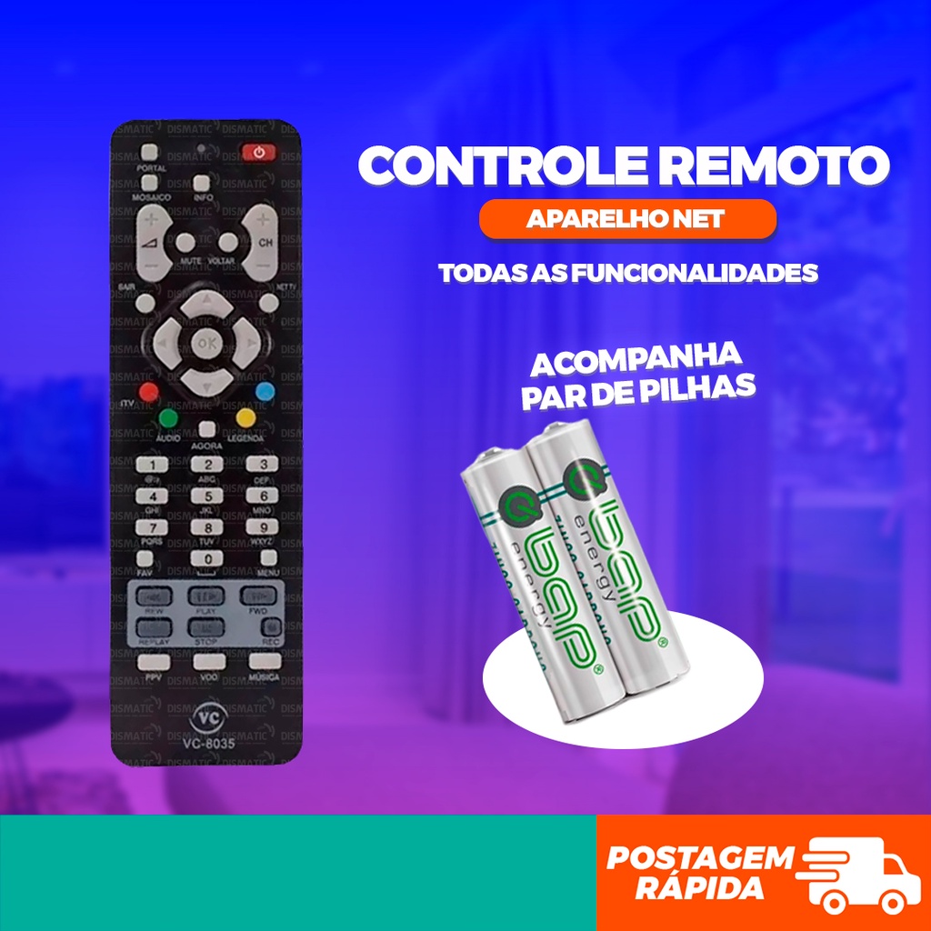 Controle Remoto NET Digital Compatível Com Todos Os Modelos Receptor NET