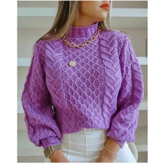 Blusa trico trançada Moda Inverno