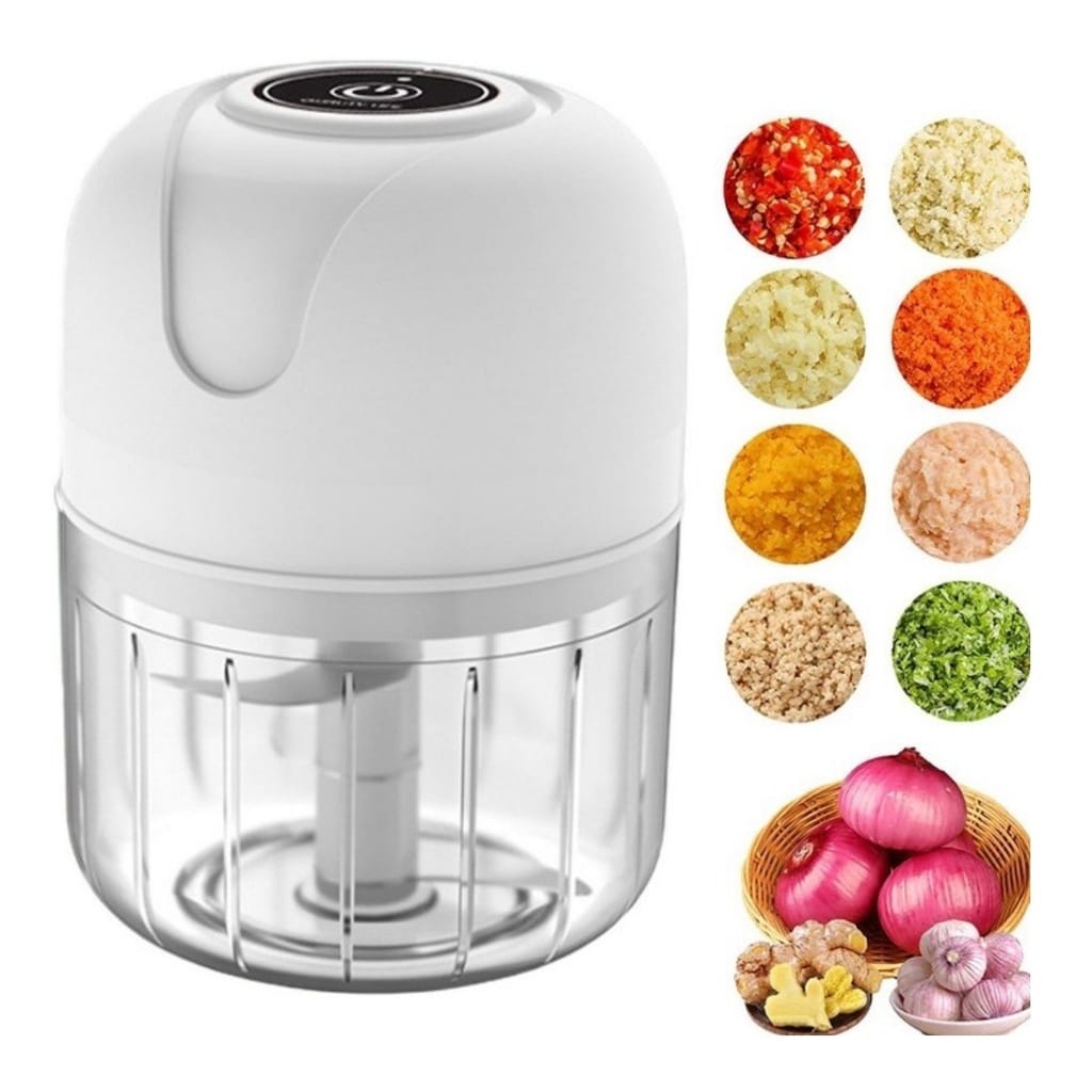 Mini Processador Elétrico Moedor Carne Vegetais Alho Fruta Amendoim Recarregável USB 250ml