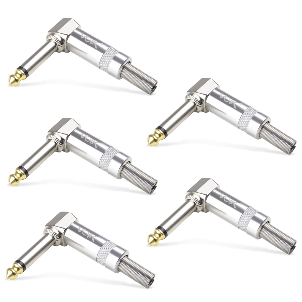 Kit 5 Plug P10 Conector Mono Metálico Guitarra Violão Baixo Voik PVK-P10 em Oferta na Shopee