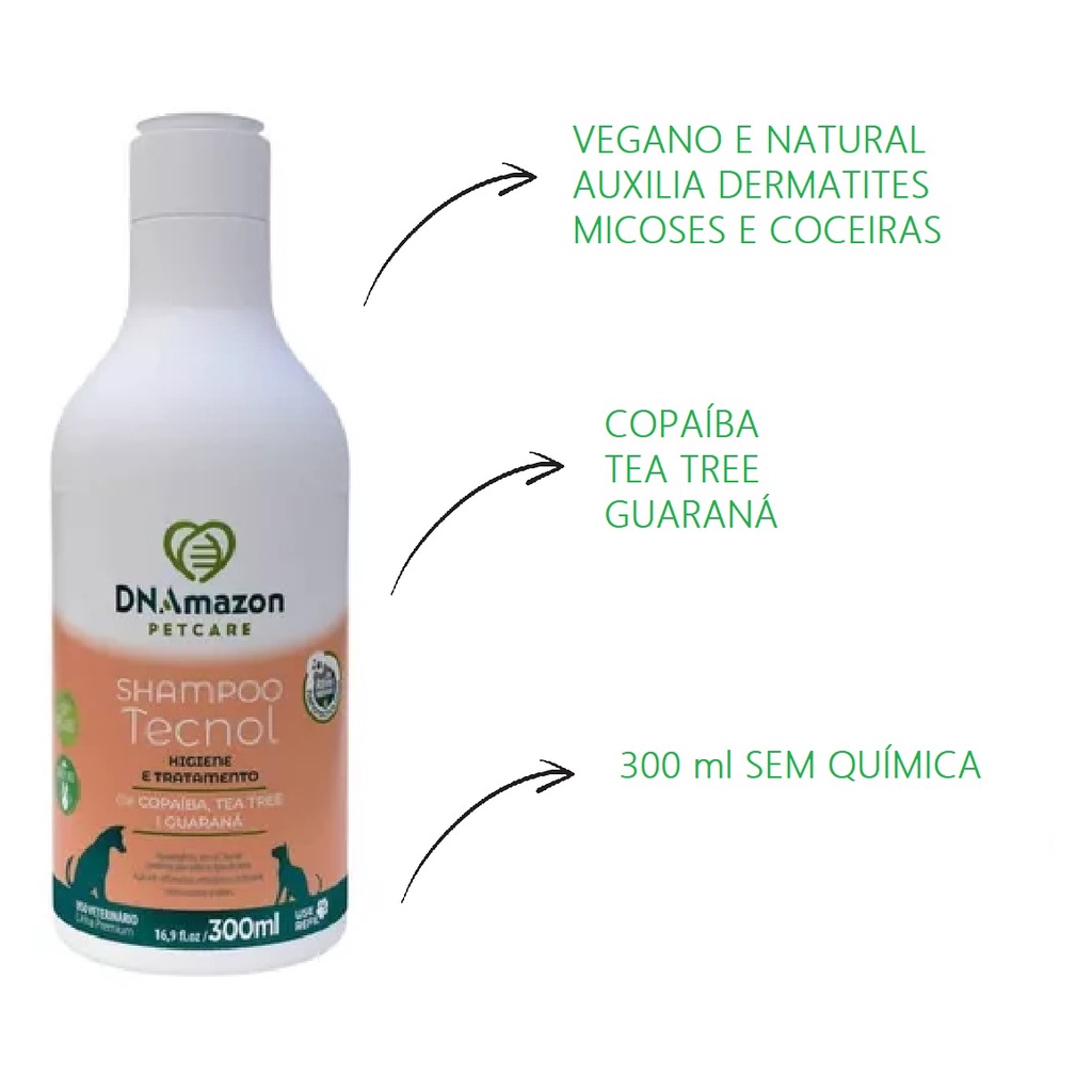 Shampoo Fungicida Dermatites Coceiras Vegano e Natural 300ml