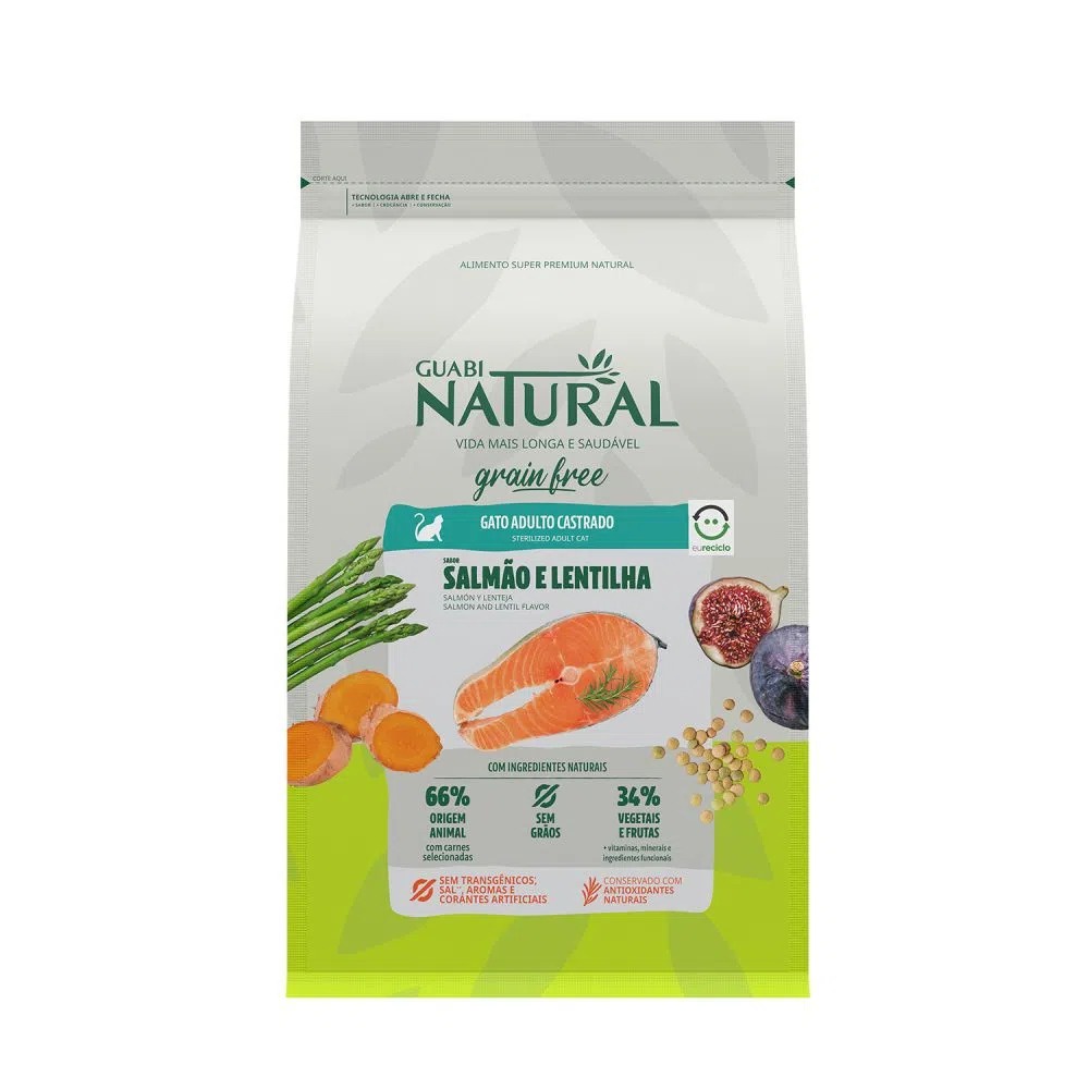 Ração Guabi Natural Grain Free Gatos Castrados Salmão 1,5 kg