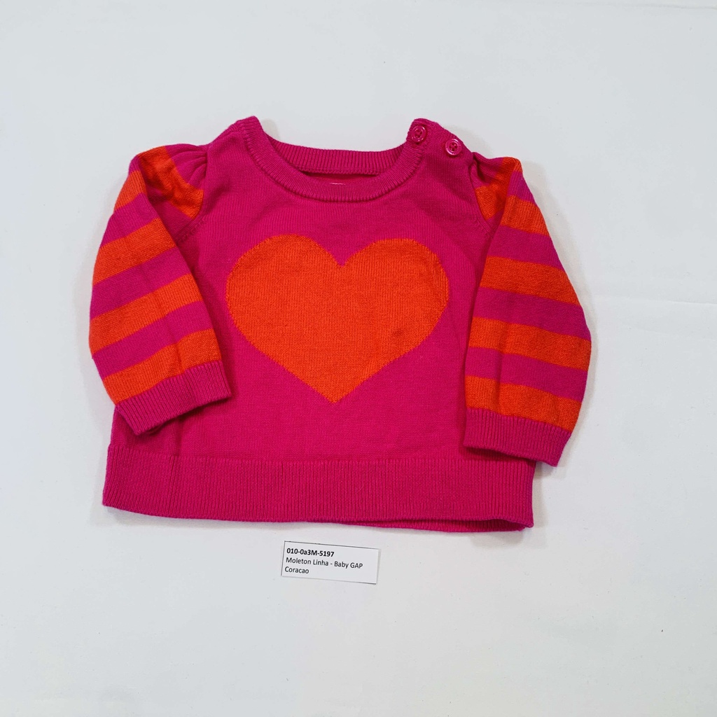 Moleton Linha - Coracao - Baby GAP - Tamanho 0 a 3M == peça seminova - COD 5197