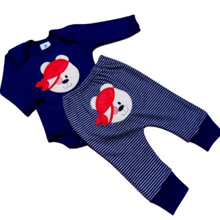 Conjunto Roupa de Bebê Body Mijão Bordado Para Bebê Enxoval