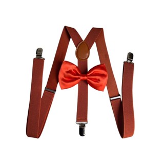 Kit suspensório cobre + gravata borboleta laranja K:244/247