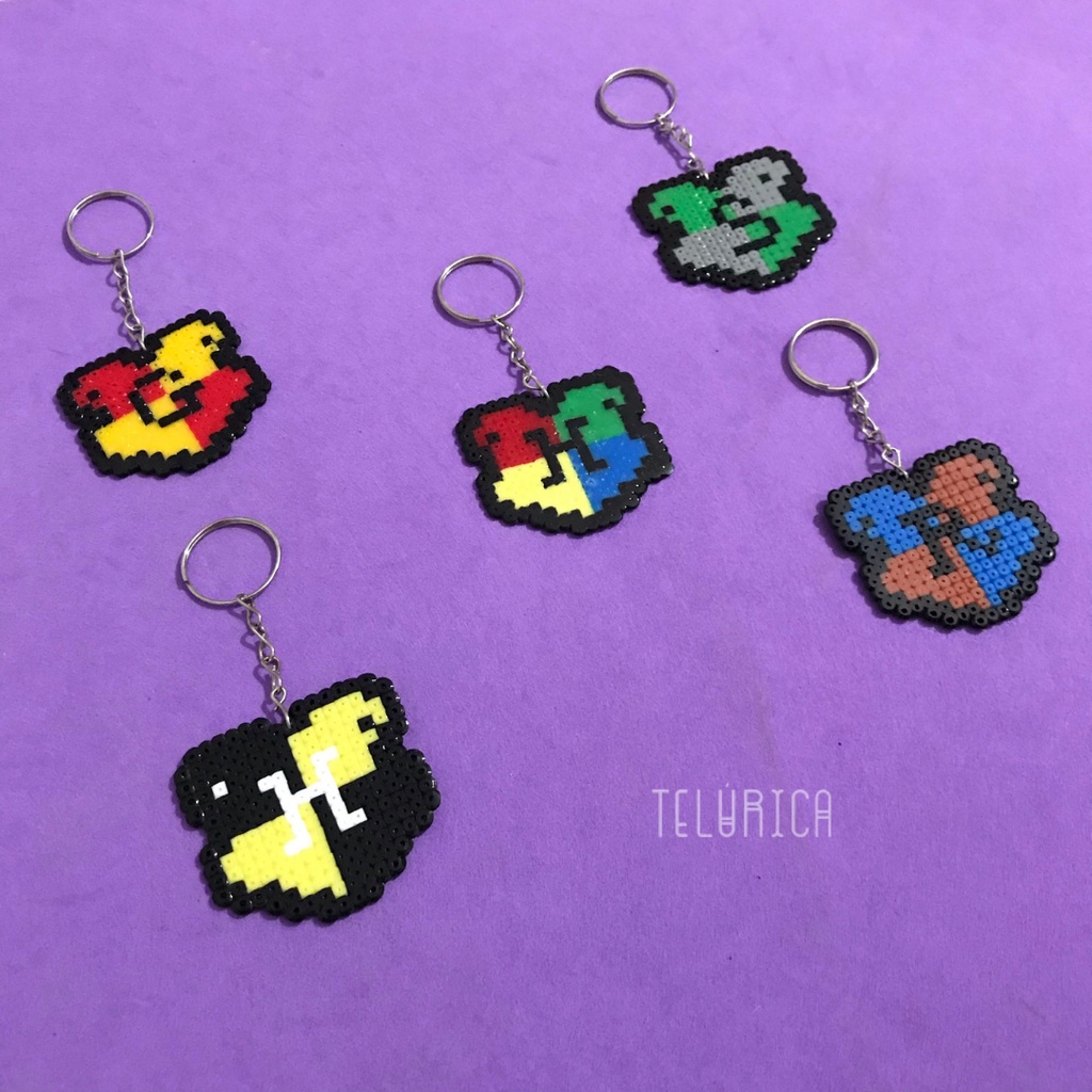Chaveiro em Pixel Art - Brasões Harry Potter, Hogwarts, Lufa Lufa, Sonserina, Grifinória, Corvinal