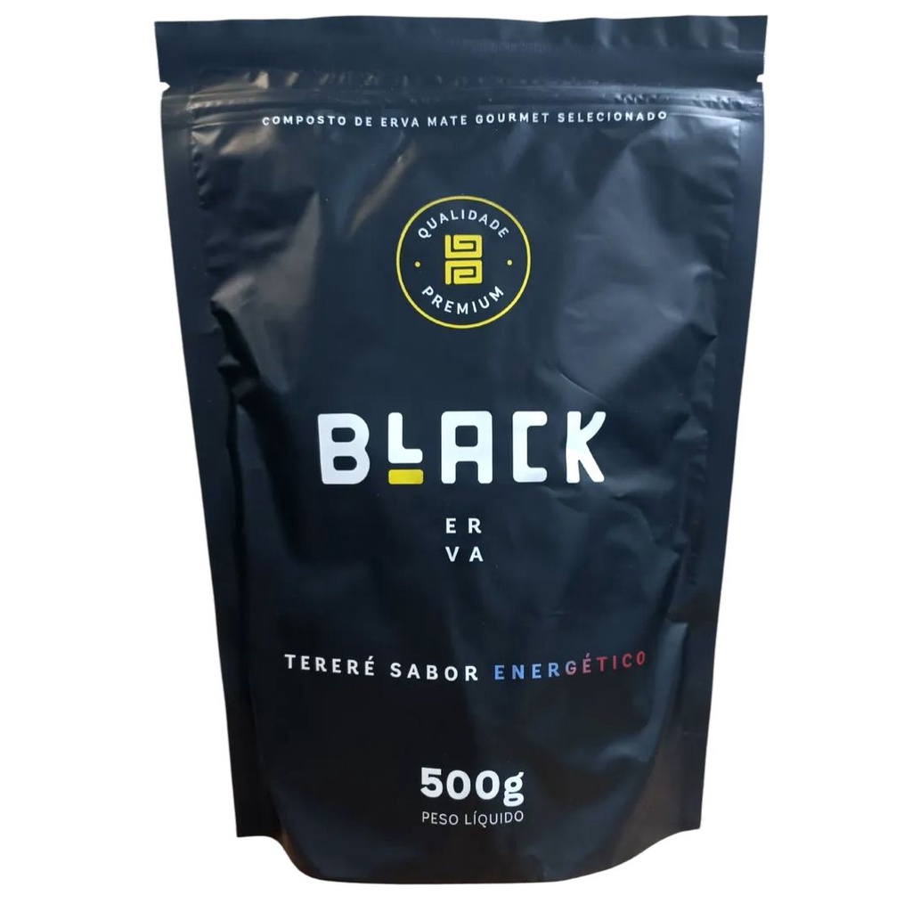 Erva mate para terere Black Erva com 500 gramas. Sabor: ENERGÉTICO.