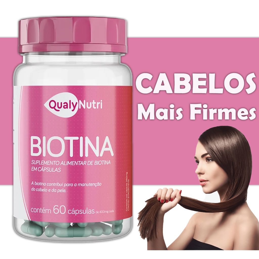 Biotina 400mg Vitamina Cabelos e Unhas 60 Caps Original Qualy Nutri