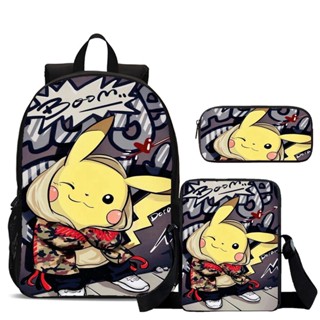 Kit Escolar Mochila Lancheira Estojo Pikachu Pokemon Anime