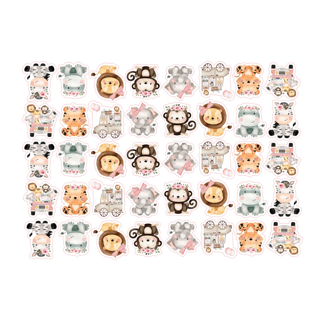Apliques Safari Menina 3,5 cm ( Kit com 40 unidades)