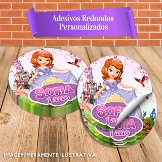 Adesivos Redondos Personalizados Princesa Sofia em Oferta na Shopee