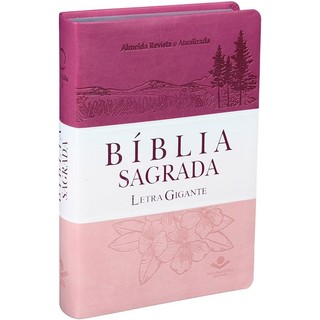 Bíblia Sagrada | Letra Gigante | ARA | Capa Triotone Pink Luxo em Oferta na Shopee