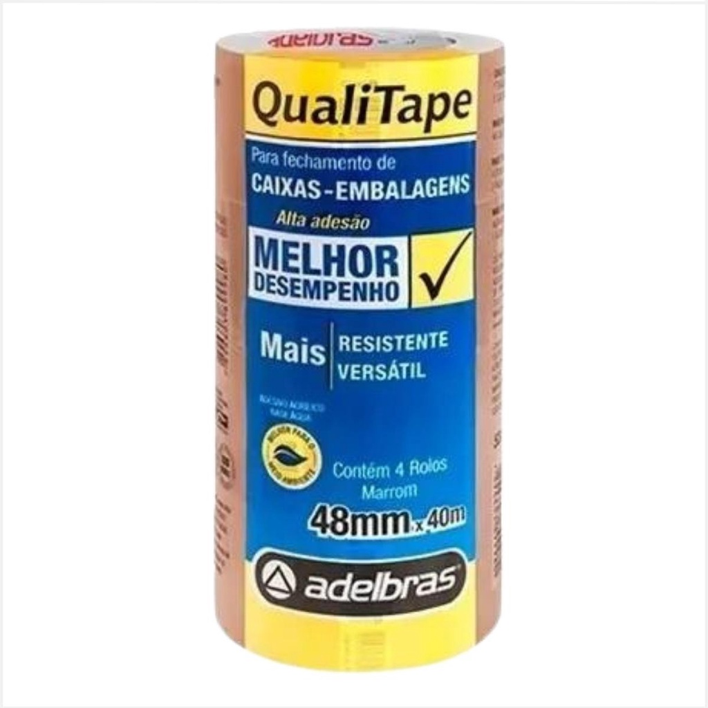 Fita Adesiva Larga Marrom Resistente Fecha Caixa De Papelão embalagens 4 rolos alta adesão 48mm x 40m