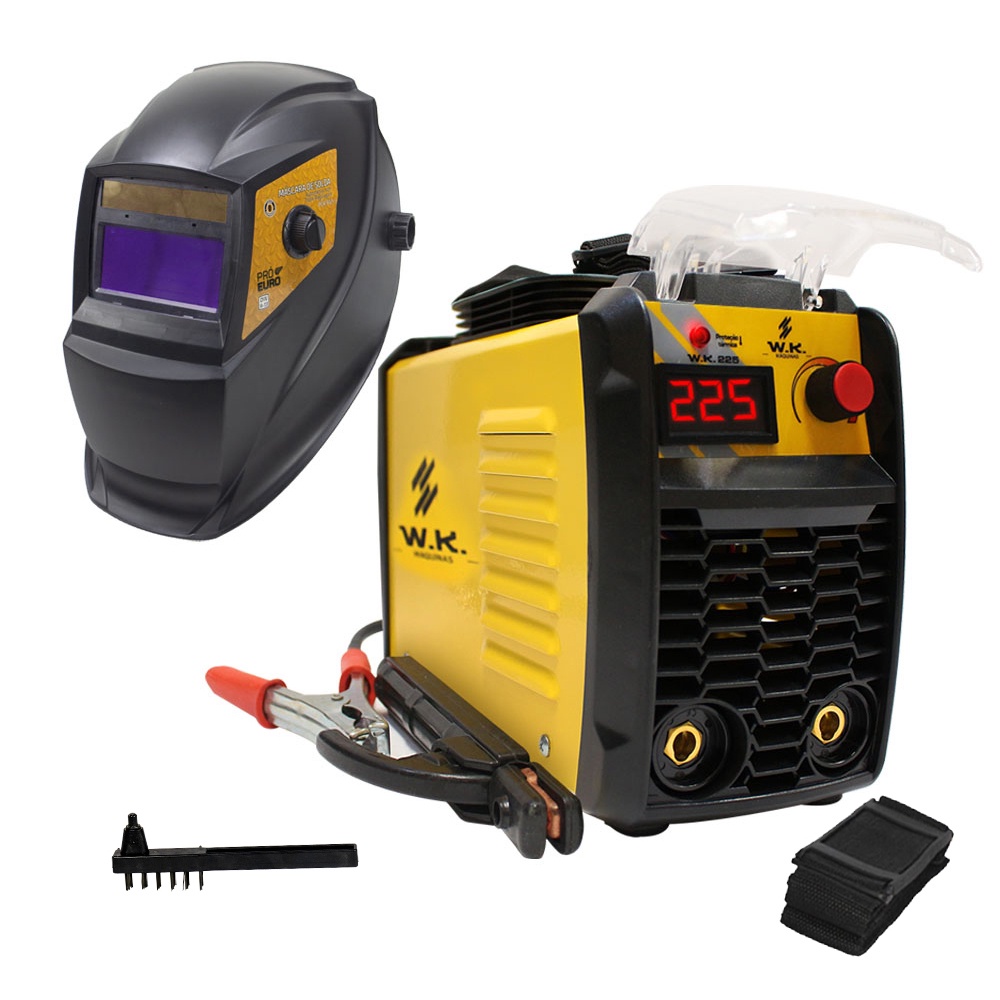 Máquina De Solda Inversora WK 225a 220v e Máscara Automática Com Regulagem PCR 912 Pró Euro em Oferta na Shopee
