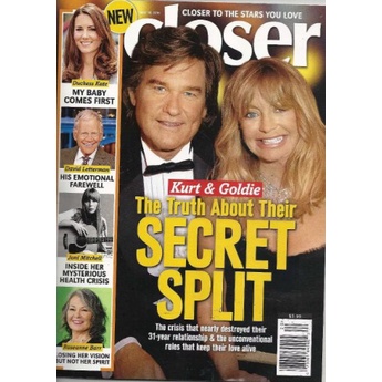 REVISTA CLOSER, DE 18/05/2015, COM KURT RUSSELL E GOLDIE HAWN NA CAPA.