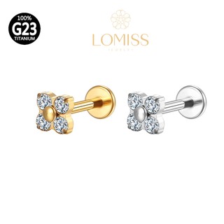 Piercing Labret Titânio Pvd Rosca Interna Flor 4 Pedras Zircônia Cravejada 1.2x8 em Oferta na Shopee