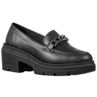 Mocassim Casual Sapato Salto Feminino Oxford Tratorado Confortável