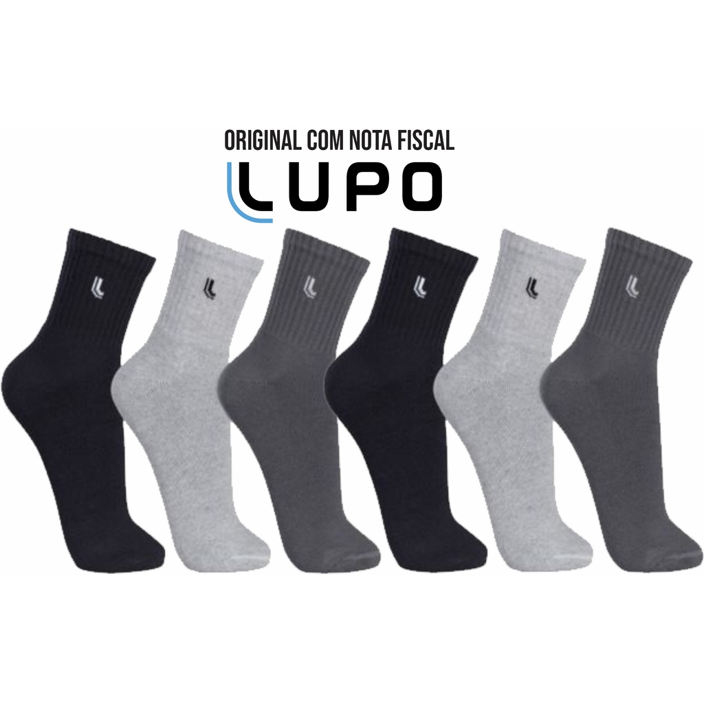 Meias Lupo - Kit C/ 6 Pares Meias 3245 Masculinas Lupo Cano Medio