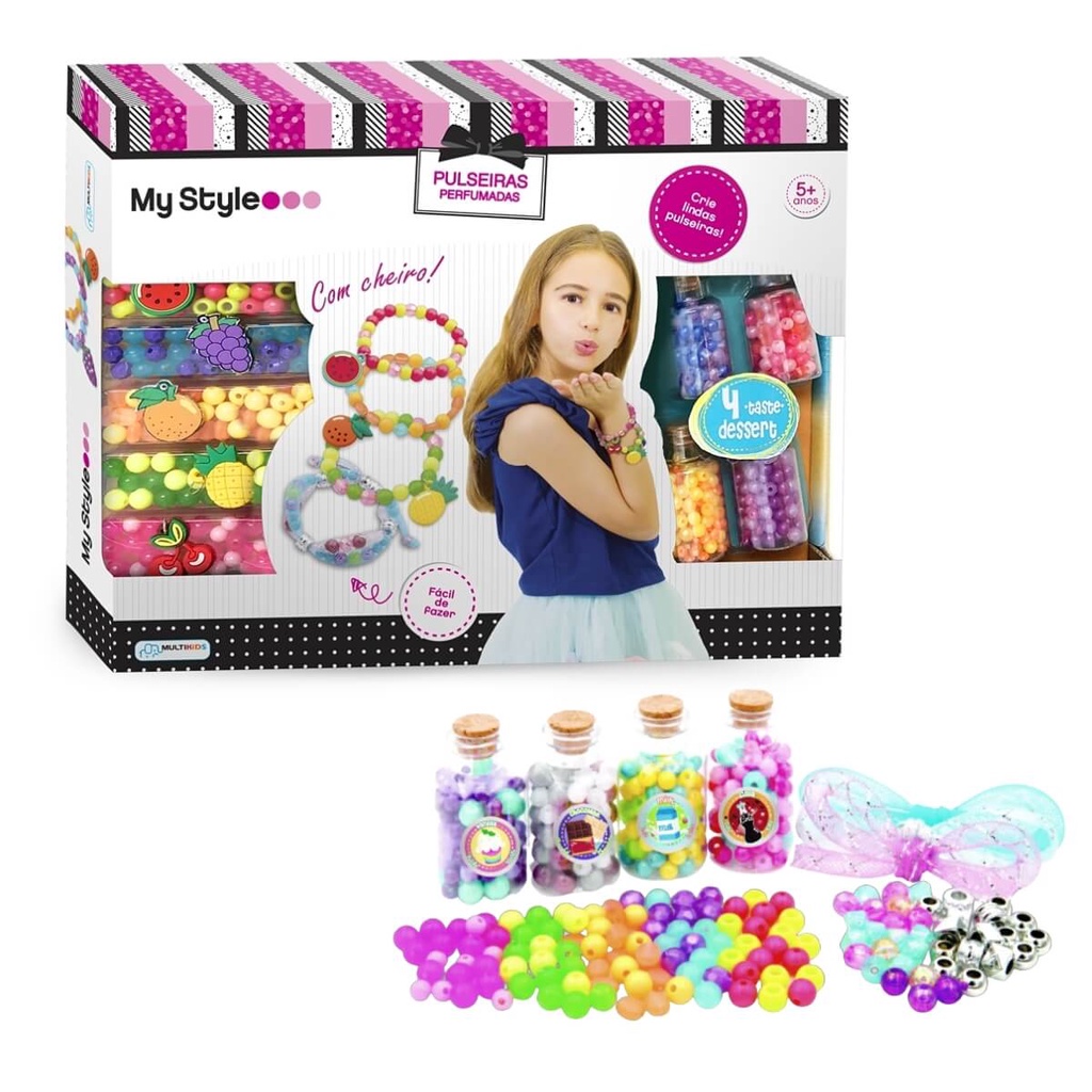 My Style Pulseiras Perfumadas +400 Miçangas Artesanato Multikids - BR1119 em Oferta na Shopee