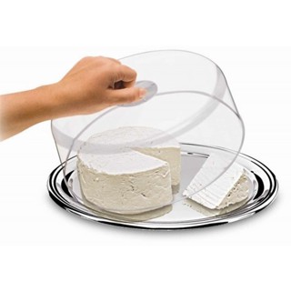 Queijeira Porta Queijo Bandeja Em Aço Inox E Tampa Acrílica
