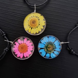 Colar Girassol Feminino e Masculino Resinado Colar Ajustavel