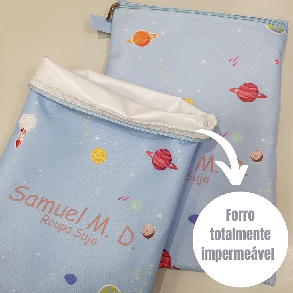 Saco roupa suja personalizado com nome arco iris / safari / nuvem / passarinho