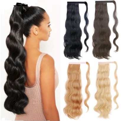 Aplique Rabo De Cavalo Velcro Fibra Orgânica 70cm Preto