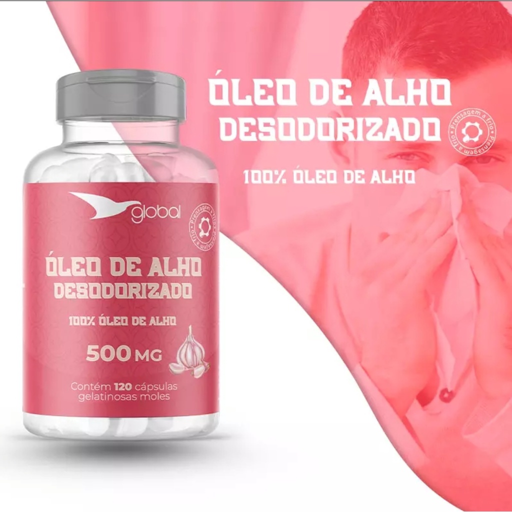 Óleo de Alho Desodorizado 500mg Global Suplementos - 120 cápsulas